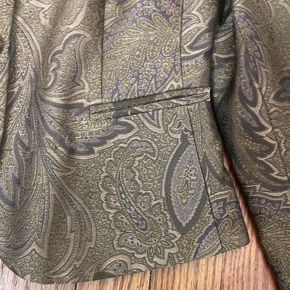 Michael Kors Paisley Jacquard Silk Blend Blazer Brown Green size 6 - Picture 5 of 9